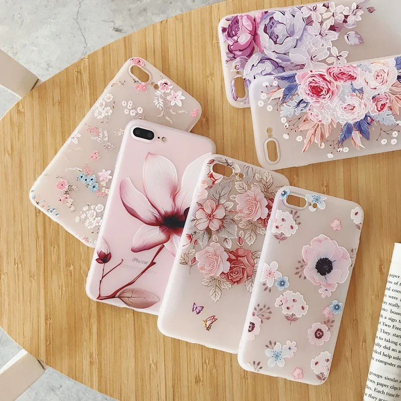 Чехол с цветами для iPhone X XS MAX XR 7 8 Plus se 5 силиконовый чехол персикового цвета 6s
