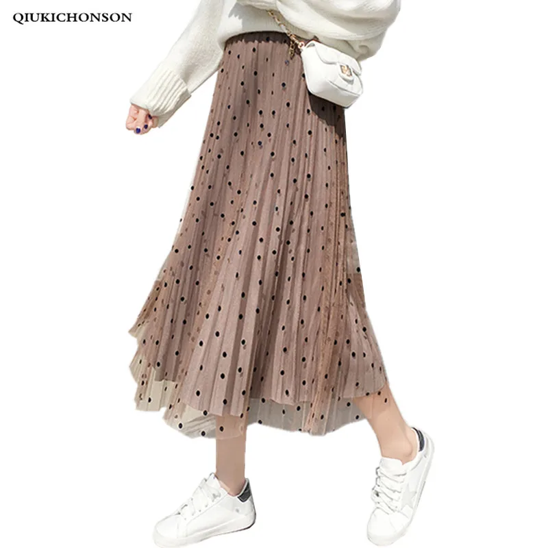 Vintage autumn winter polka dot skirt high waisted women a line long pleated skirt two ways of wearing midi length tulle skirts
Vintage autumn winter polka dot skirt high waisted women a line long pleated skirt two ways of wearing midi length tulle skirts