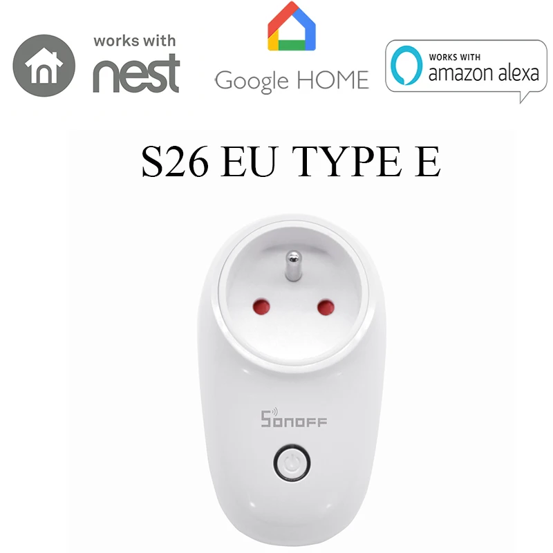 

Sonoff S26 EU/US/UK/AU Wireless WiFi Timer Socket 10A 2200w Remote Power Supply Plug IOS Android Phone Remote Control Smart Home