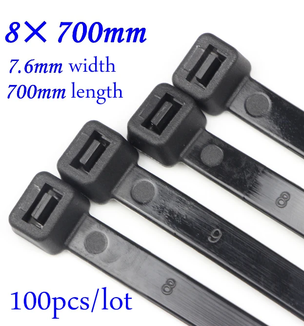 8x700mm Self locking Nylon Cable Ties Plastic Zip Tie Black/White wire binding wrap straps Nylon 66 8*700mm 100pcs/lot
8x700mm Self locking Nylon Cable Ties Plastic Zip Tie Black/White wire binding wrap straps Nylon 66 8*700mm 100pcs/lot