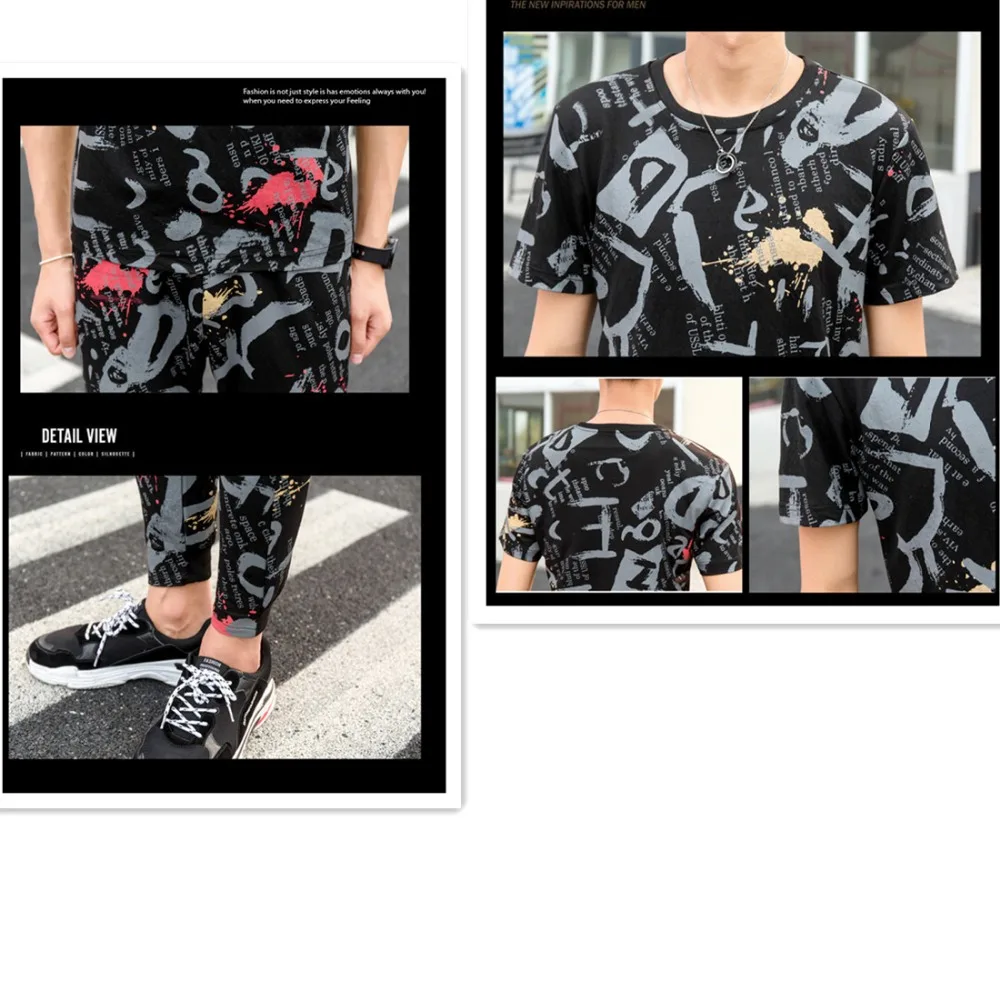 Men's Sportswear Summer 2019 New Casual O-neck Short Sleeve Printed Slim Sports Suit Tracksuit Men M L XL XXL 3XL
Men's Sportswear Summer 2019 New Casual O-neck Short Sleeve Printed Slim Sports Suit Tracksuit Men M L XL XXL 3XL
