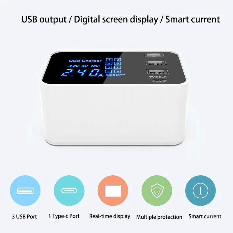 Зарядное устройство с несколькими usb-портами для iphone samsung ЖК-дисплеем | Мобильные