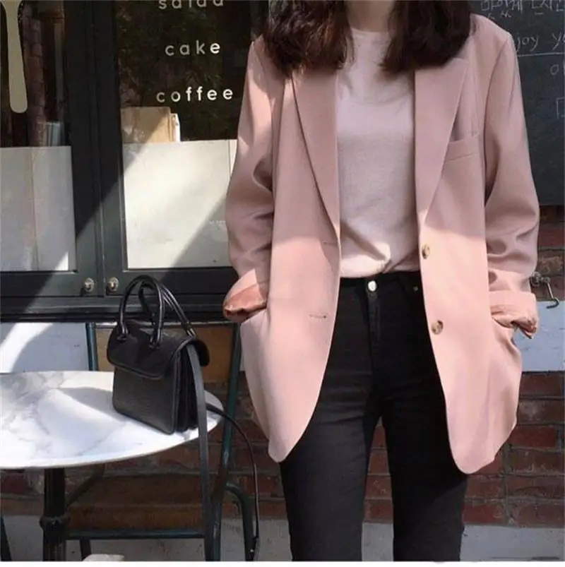 Fashion loose wild 2019 spring and autumn new women's suit jacket casual wild pink small suit retro chic trend Ms. suit
Fashion loose wild 2019 spring and autumn new women's suit jacket casual wild pink small suit retro chic trend Ms. suit