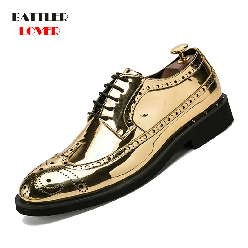 Gold Silver Color Design Brogue Oxford Shoes For Men Italian Formal Ballroom Dress Footwear New Males Patent Leather Flats Shoes
Gold Silver Color Design Brogue Oxford Shoes For Men Italian Formal Ballroom Dress Footwear New Males Patent Leather Flats Shoes