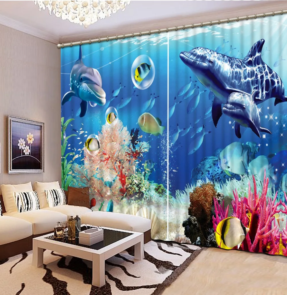 Modern style Curtain window room ocean dolphin Bedding room 3D Curtains Home Decoration
Modern style Curtain window room ocean dolphin Bedding room 3D Curtains Home Decoration