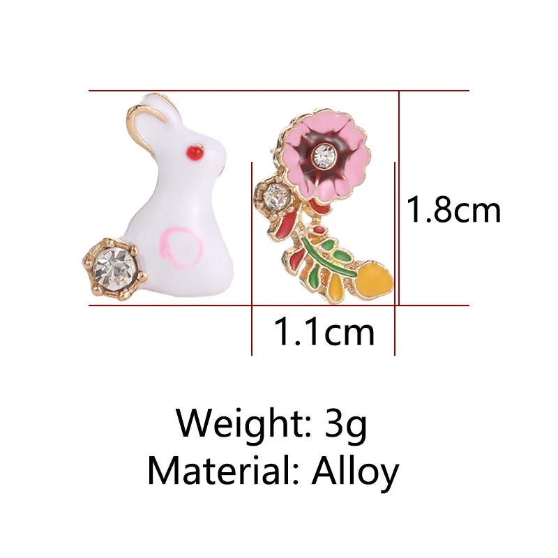 Pink Flower Green Yellow Leaves Asymmetric Cute Rabbit Red Eye Clear Shiny Crystal Cartoon Bunny Stud Earrings For Women
Pink Flower Green Yellow Leaves Asymmetric Cute Rabbit Red Eye Clear Shiny Crystal Cartoon Bunny Stud Earrings For Women
