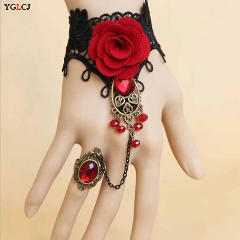 YGLCJ Popular Vintage sexy lace red rose metal bracelet for Women Accessories Charm Bracelets for Girl Night Club Party Jewelry
YGLCJ Popular Vintage sexy lace red rose metal bracelet for Women Accessories Charm Bracelets for Girl Night Club Party Jewelry