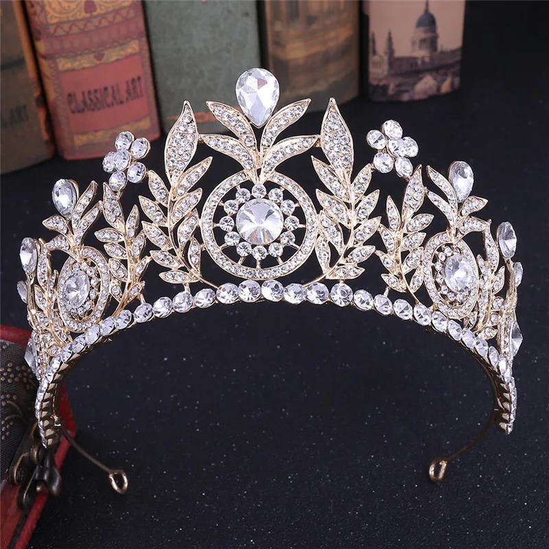 Новая Мода Флора барокко большой роскошный кристалл Свадебная Корона Тиара