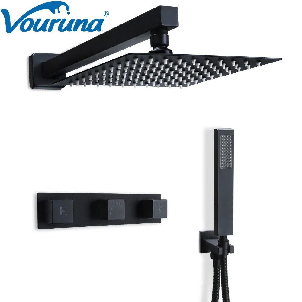 VOURUNA Black Shower System 8 Inch Bathroom Rain Mixer Shower Combo Set Wall Mounted Rainfall Shower Fixture
VOURUNA Black Shower System 8 Inch Bathroom Rain Mixer Shower Combo Set Wall Mounted Rainfall Shower Fixture