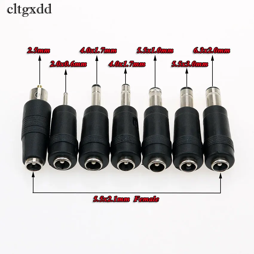 

cltgxdd 5.5x2.1mm Female to 5.5*2.5mm 2.0*0.6 4.0*1.7 5.5*1.0 5.5x3.0 6.3x2.0 mm Male DC Power Jack Connector Adapter For Laptop
