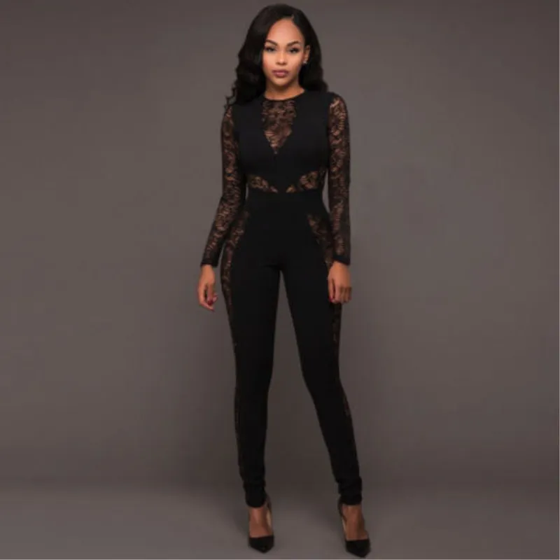 New Sexy Women Ladies Slim Lace Floral Patchwork Playsuit Long Sleeve Back Zipper Bodycon Slim See Through Romper Long Jumpsuit
New Sexy Women Ladies Slim Lace Floral Patchwork Playsuit Long Sleeve Back Zipper Bodycon Slim See Through Romper Long Jumpsuit