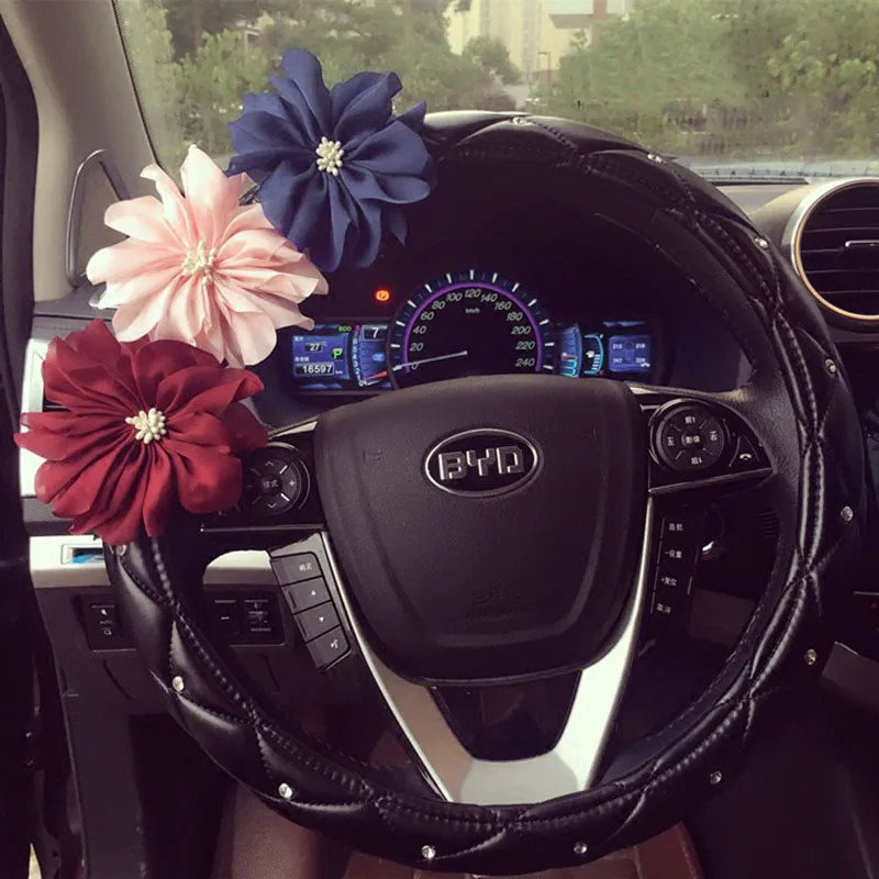 Cute Crystal Flowers Auto Car Steering Wheel Cover Leather Rhinestone General Anti-slip Steering-Wheel Cover for Women Girls
Cute Crystal Flowers Auto Car Steering Wheel Cover Leather Rhinestone General Anti-slip Steering-Wheel Cover for Women Girls
