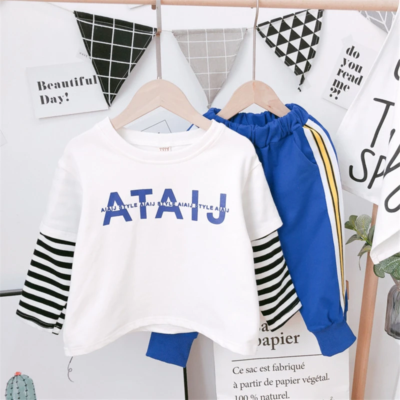 Spring Autumn Toddler Boys Clothing Sets Letter Casual Striped Long Sleeve Shirts Pants 2pcs Kids Tracksuit 2 3 4 5 6 Years 2019
Spring Autumn Toddler Boys Clothing Sets Letter Casual Striped Long Sleeve Shirts Pants 2pcs Kids Tracksuit 2 3 4 5 6 Years 2019