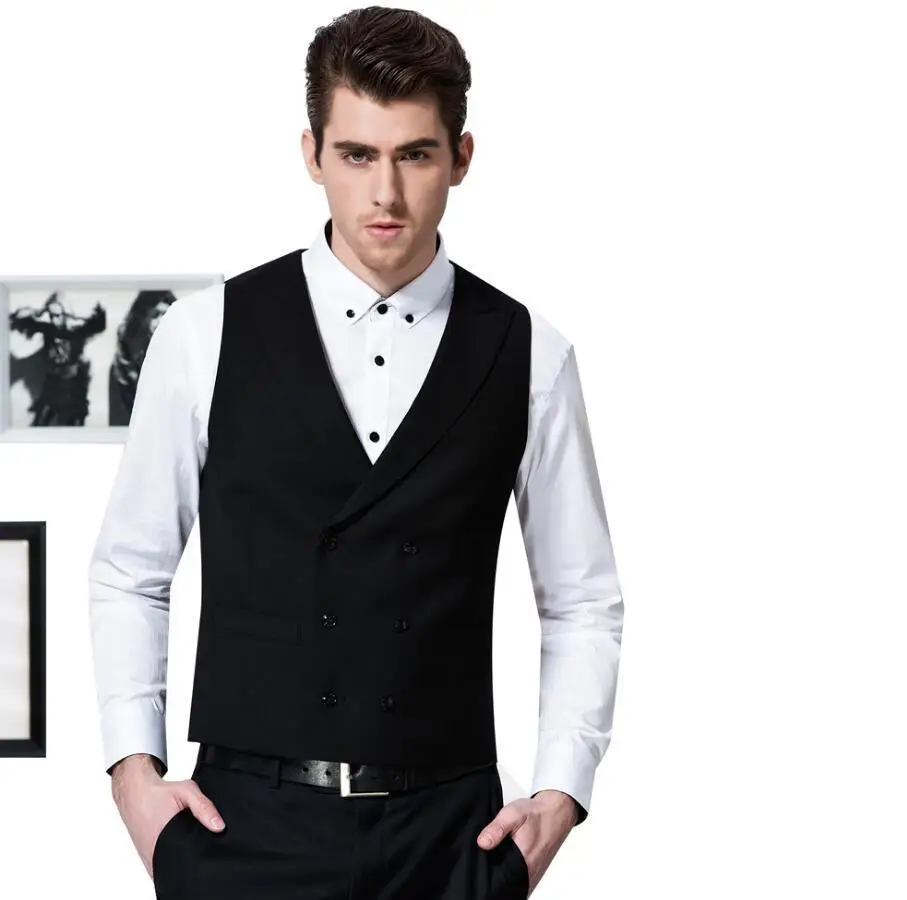 Black Double Breasted Slim Formal Office Business Vest Suits Wedding Waistcoat custom made AB0023
Black Double Breasted Slim Formal Office Business Vest Suits Wedding Waistcoat custom made AB0023