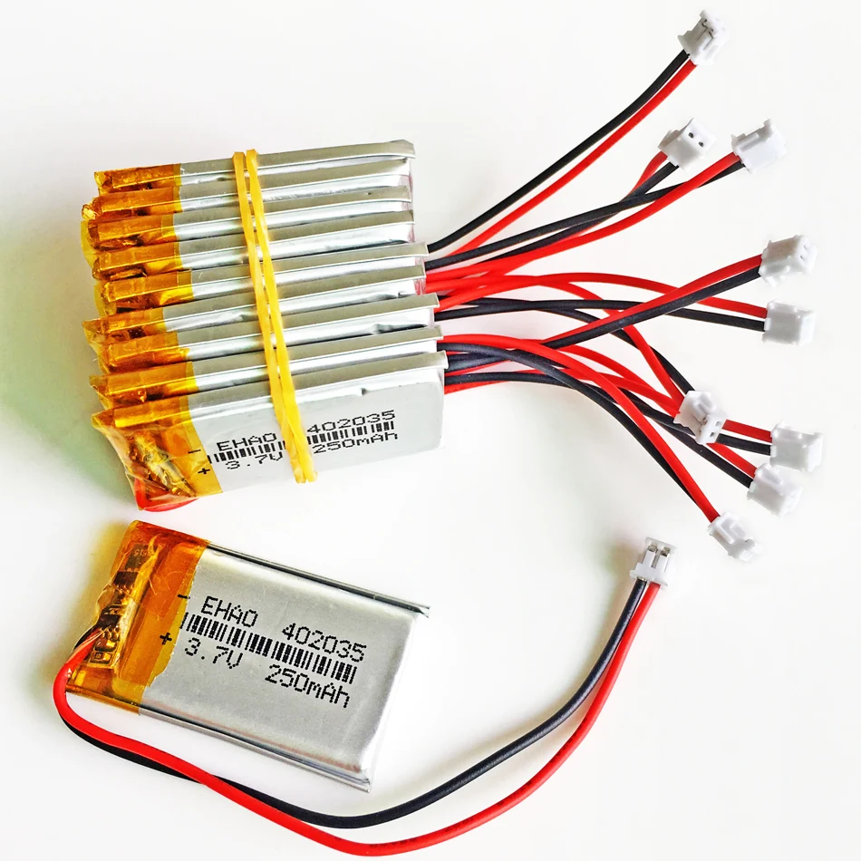 Lot 10 PCS 3.7V 250mAh Lithium Polymer LiPo Rechargeable Battery 402035 + JST 1.5mm 2pin Plug For Mp3 GPS Bluetooth Headset
Lot 10 PCS 3.7V 250mAh Lithium Polymer LiPo Rechargeable Battery 402035 + JST 1.5mm 2pin Plug For Mp3 GPS Bluetooth Headset