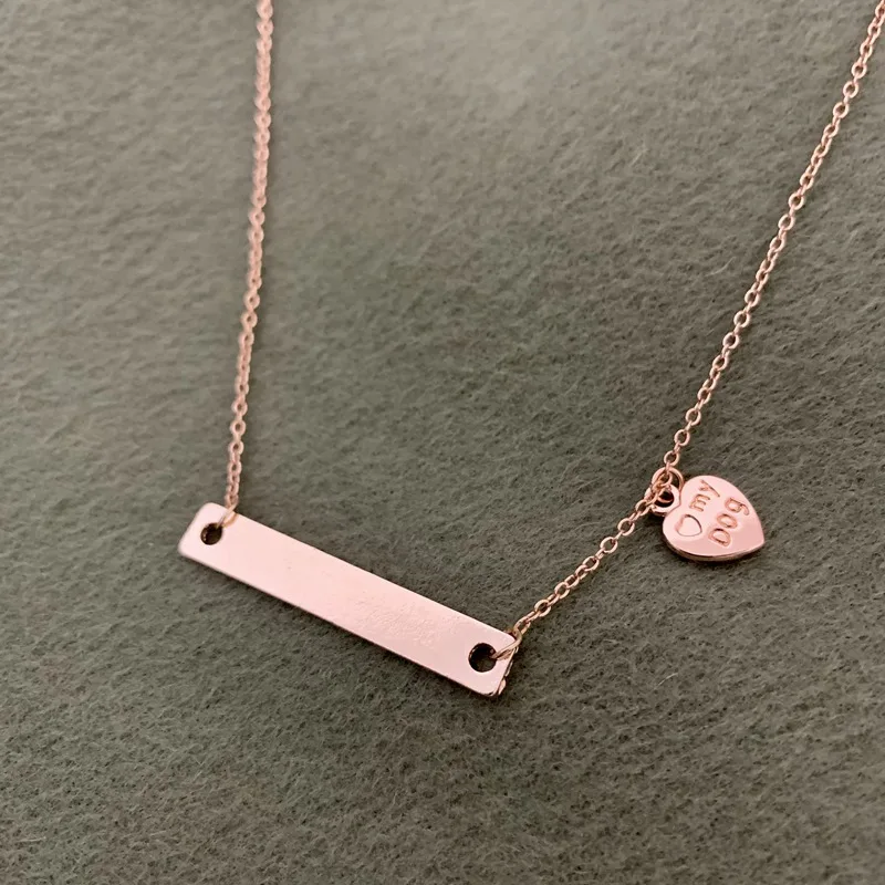 Rose Gold Bar Rod Pendant Necklace Exquisite 3D Heart Tree Leaves Charms Women Jewelry Girlfriends Gift Dropshipping | Украшения и