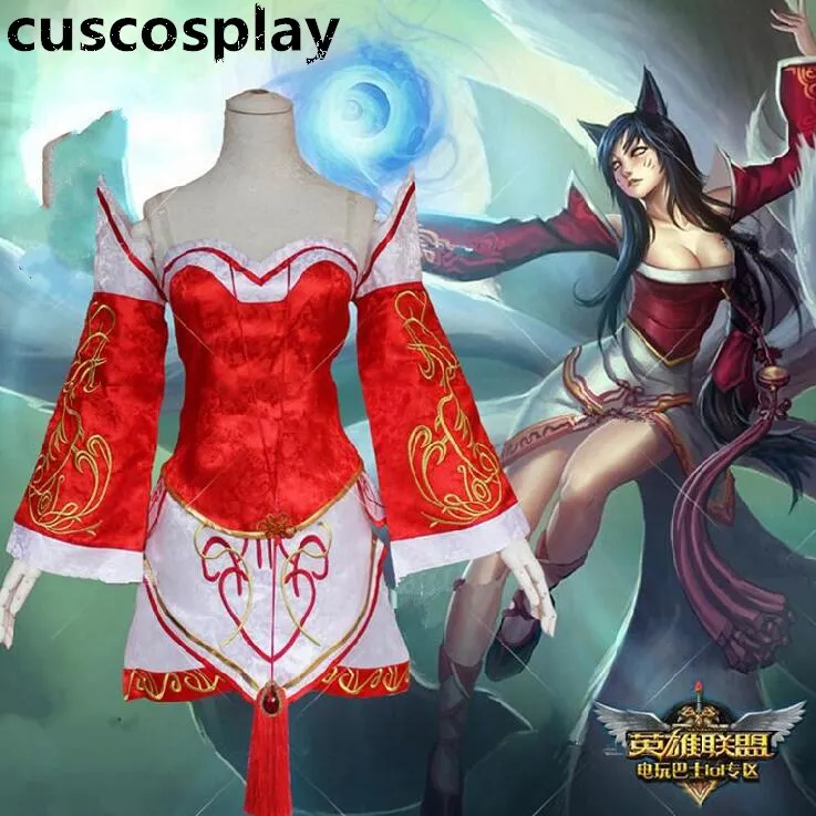Hot Game LOL The Nine-Tailed Fox Ahri Cosplay Costume whole set dress with wig+shoes+tail Cosplay Costumes
Hot Game LOL The Nine-Tailed Fox Ahri Cosplay Costume whole set dress with wig+shoes+tail Cosplay Costumes