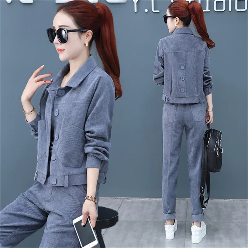Women Corduroy Sets Spring 2019 Two-piece England Style Casual Jacket Fashion Solid Coat Wide Leg Pants Loose Female Clothing
Women Corduroy Sets Spring 2019 Two-piece England Style Casual Jacket Fashion Solid Coat Wide Leg Pants Loose Female Clothing