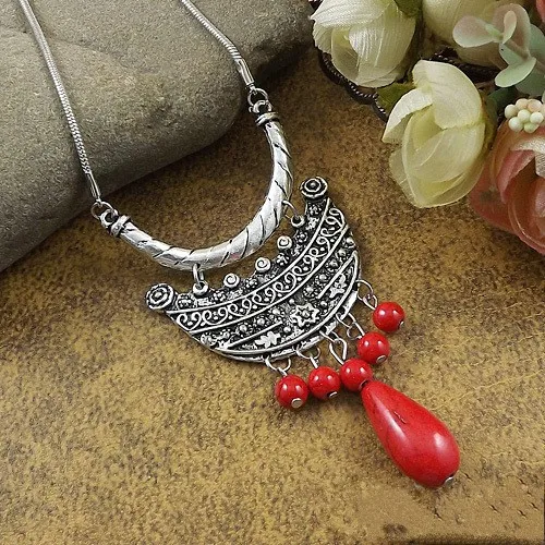 New Choker Necklace Fashion Ethnic Vintage Silver Color Colorful Bead Pendant Statement Necklace For Women Jewelry
New Choker Necklace Fashion Ethnic Vintage Silver Color Colorful Bead Pendant Statement Necklace For Women Jewelry