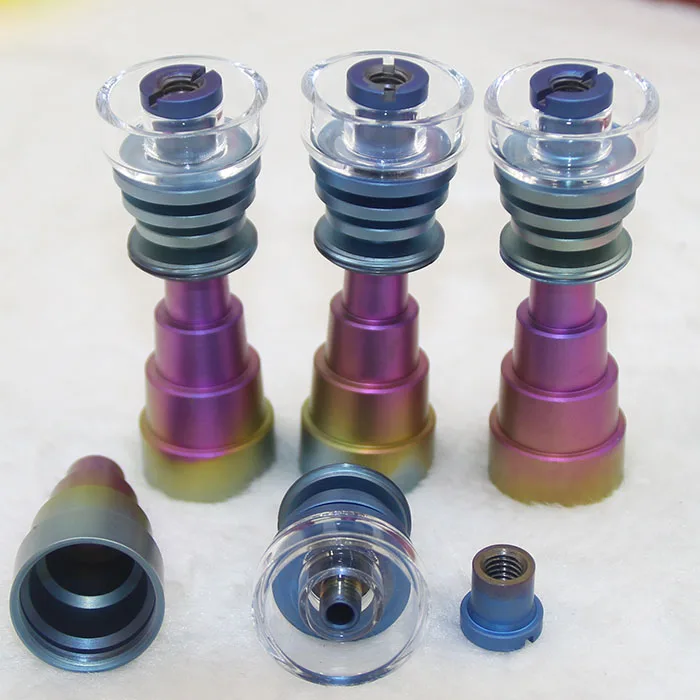 Rainbow Color Dome less Titanium Nail With Quartz Dish Titanium Nails 10mm 14mm 19mm Female and Male Joint for water
Rainbow Color Dome less Titanium Nail With Quartz Dish Titanium Nails 10mm 14mm 19mm Female and Male Joint for water