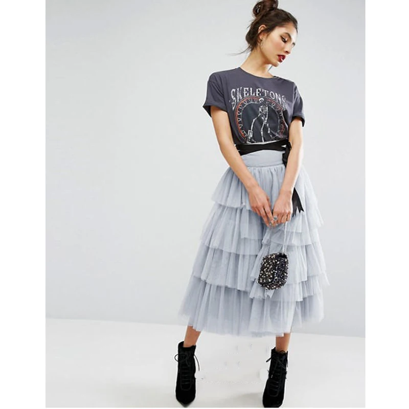 Gray Womens Skirts Tulle Stack-up Skirt Saia Pleated Tiered Zipper Waist Midi Saias feminina New Design Tulle Skirt
Gray Womens Skirts Tulle Stack-up Skirt Saia Pleated Tiered Zipper Waist Midi Saias feminina New Design Tulle Skirt