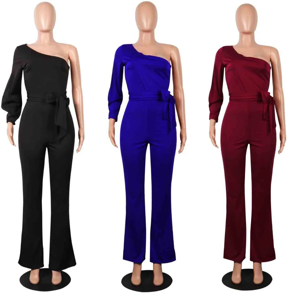 One Shoulder Split Long Sleeve Straight Jumpsuit Elegant Women Wide Pant Sashes Plus Size Office Lady Wear Outfits Plus Size 2XL
One Shoulder Split Long Sleeve Straight Jumpsuit Elegant Women Wide Pant Sashes Plus Size Office Lady Wear Outfits Plus Size 2XL