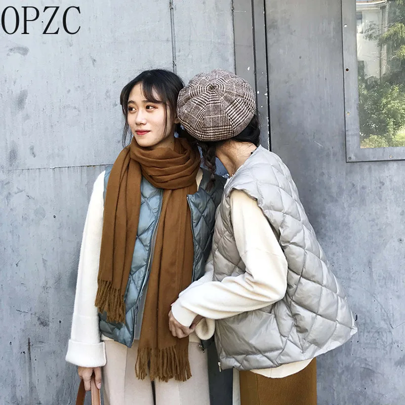 OPZC2018 Autumn New Style Is Not The Same Handsome Diamond Shape Solid Color Sleeveless Cotton Clothing Vest 1027 | Женская одежда