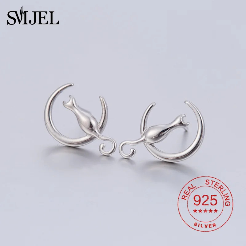 Женские серьги-гвоздики SMJEL, серьги из стерлингового серебра 925 пробы в виде Милого Животного, кошки, подставки, Луны
Женские серьги-гвоздики SMJEL, серьги из стерлингового серебра 925 пробы в виде Милого Животного, кошки, подставки, Луны