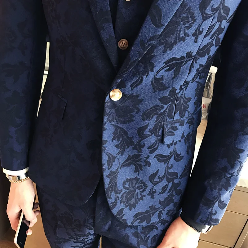 Men's Nightclub Dark Pattern Slim Suit Costume Hommes Du Mariages Trois 3 Pieces Sets
Men's Nightclub Dark Pattern Slim Suit Costume Hommes Du Mariages Trois 3 Pieces Sets