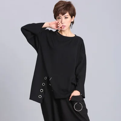 2018 Punk Dark Spring And Summer Women's New Hem Split Long-sleeved T-shirt Women's Shirt Round Neck T-shirt
2018 Punk Dark Spring And Summer Women's New Hem Split Long-sleeved T-shirt Women's Shirt Round Neck T-shirt