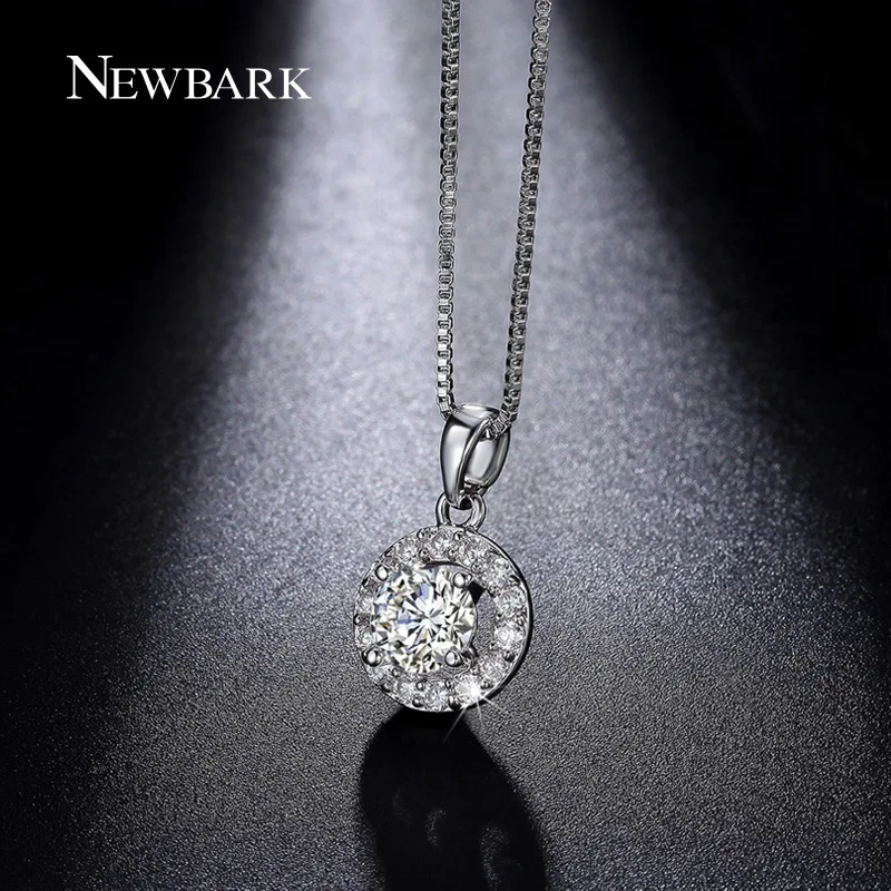 NEWBARK Hearts & Arrows Necklaces Pendants Top Quality 0.75ct With Tiny 3A CZ Around Fashion For Women Bijoux | Украшения и