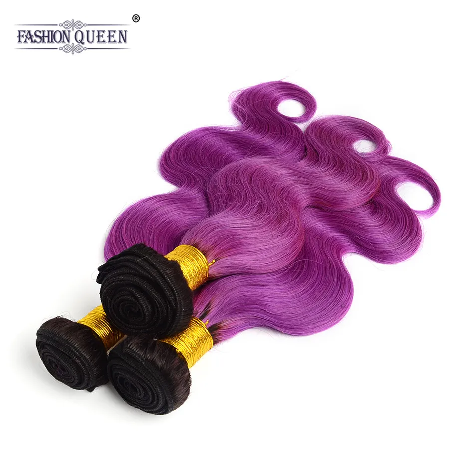 Модные queen 1B фиолетовый объемная волна человеческих волос Связки Бразильский 100%