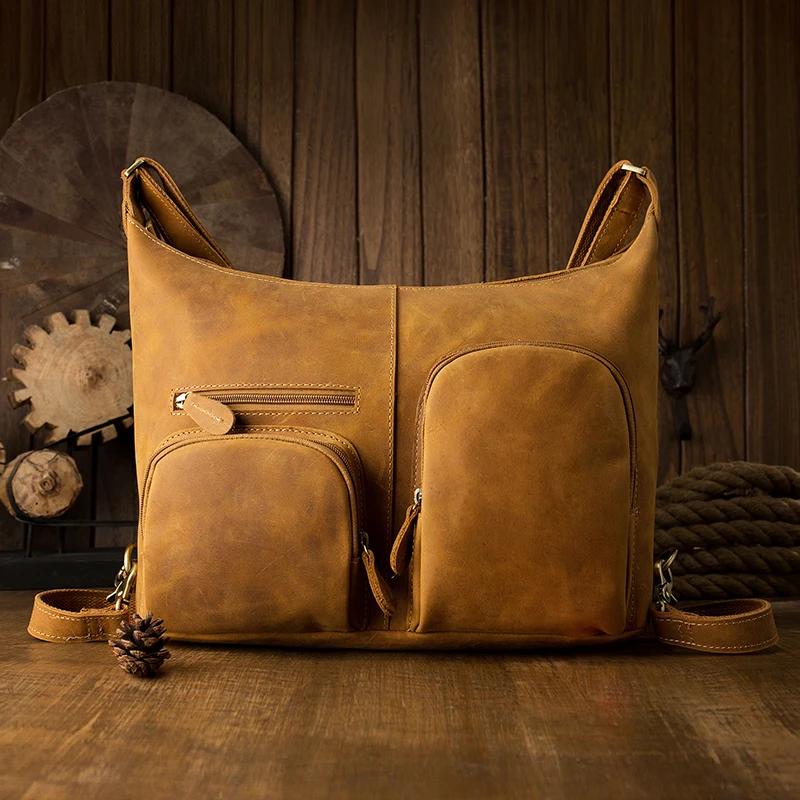 Large capacity man travel School handmade Genuine Leather multifunctional pocket shoulder messenger bag Daypack Male
Large capacity man travel School handmade Genuine Leather multifunctional pocket shoulder messenger bag Daypack Male