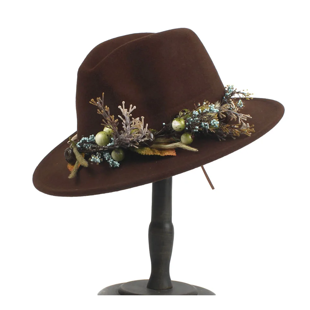 Шерстяная Женская шляпка с широкими полями Элегантная Дамская Шляпка в стиле