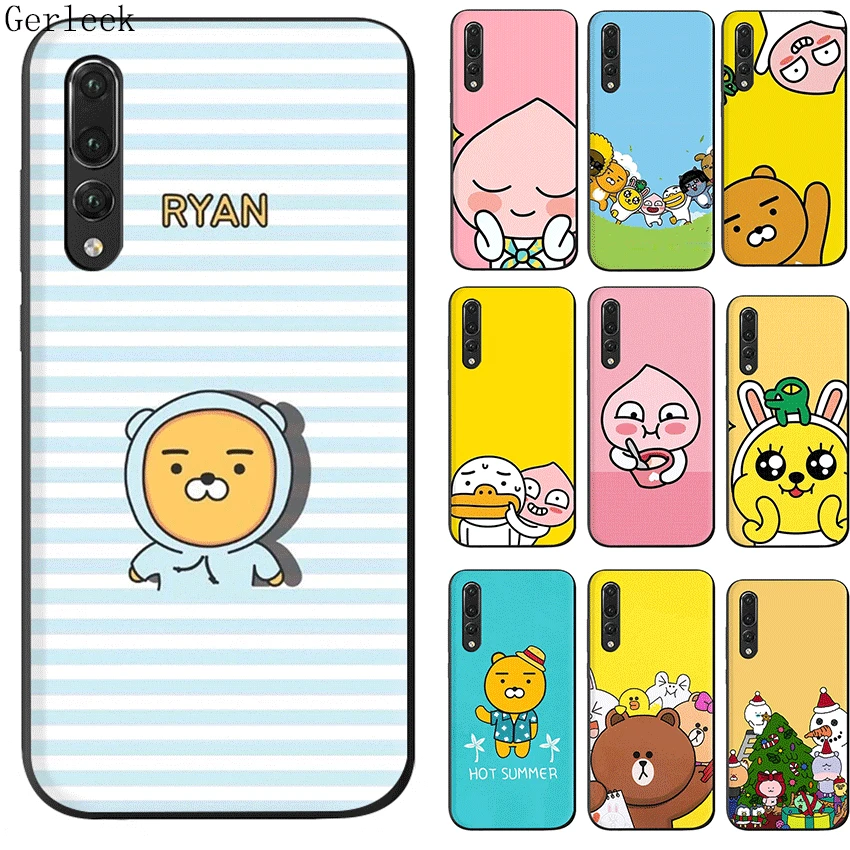 Черный мягкий ТПУ Kakao чехол для Huawei P8 P9 P10 Lite P20 Pro MINI 2015 2016 2017 P Smart Shell | Мобильные
