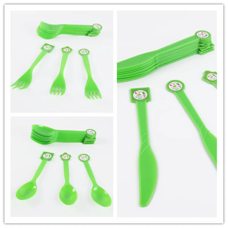 10pcs/30pcs Tableware Sets Cartoon dinosaur Theme Party Plastic Knife Fork Spoons For Kids Birthday supplies Decoration | Дом и сад
