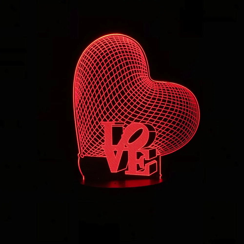 Valntine's Day Heart Love Letter 3D Lamplight LED USB Table Illusion Mood Night Light Switch Touch Multicolor Luminaria Change
Valntine's Day Heart Love Letter 3D Lamplight LED USB Table Illusion Mood Night Light Switch Touch Multicolor Luminaria Change