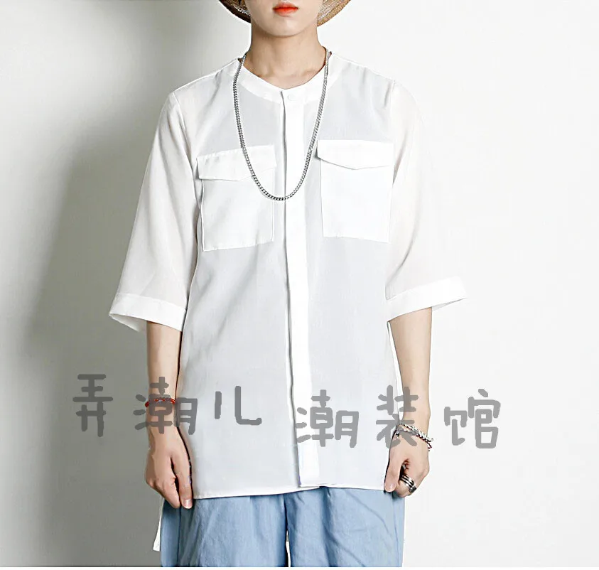 S-6XL!!! 2018 Low-high placketing shirt o-neck popper fluid personalized men's clothing shirt The singer's clothing
S-6XL!!! 2018 Low-high placketing shirt o-neck popper fluid personalized men's clothing shirt The singer's clothing