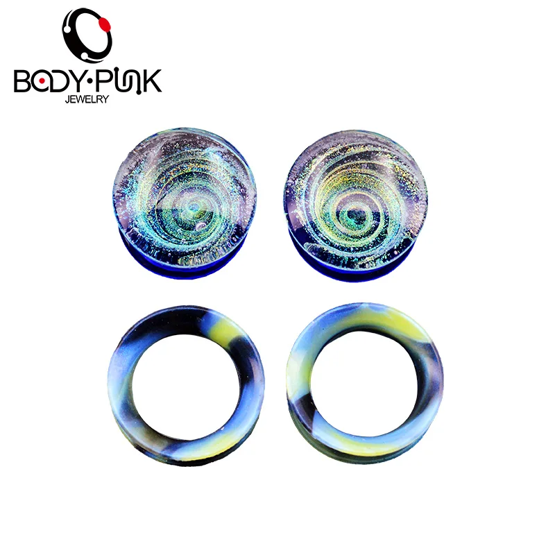BODY PUNK Fashion Ear Plugs Piercing Jewelry 4pcs Pyrex Glass Bule Galaxy Plug With Green Blue Black Marble Silicone Plug4pcs
BODY PUNK Fashion Ear Plugs Piercing Jewelry 4pcs Pyrex Glass Bule Galaxy Plug With Green Blue Black Marble Silicone Plug4pcs