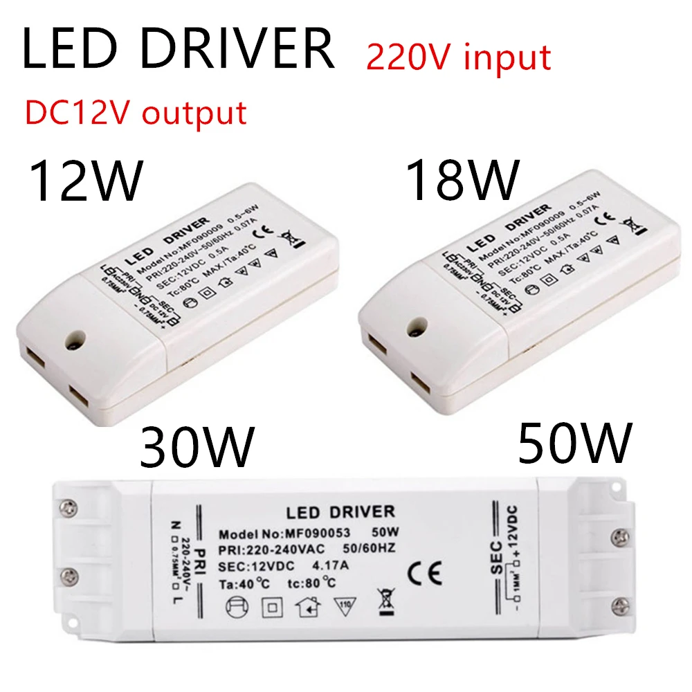 LED Driver LED Transformer Adapter 12v DC Output 6w 12w 18w 30w 50w Plastic Cover 220v to 12v For Bulb Mr11 Mr16
LED Driver LED Transformer Adapter 12v DC Output 6w 12w 18w 30w 50w Plastic Cover 220v to 12v For Bulb Mr11 Mr16
