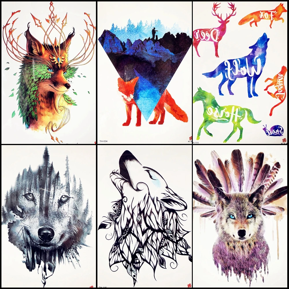 New Water Transfer Fake Wolf Tattoo Women Henna Waterproof Temporary Tattoo sticker Beast 21x15CM Men Flash Tatoo Tribal Indian
New Water Transfer Fake Wolf Tattoo Women Henna Waterproof Temporary Tattoo sticker Beast 21x15CM Men Flash Tatoo Tribal Indian