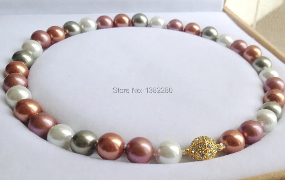 

Heat! 12mm South shell pearl necklace round bead magnet Clasp, Beautiful women fashion jewelry Popular JT5570