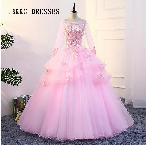 Light Pink Quinceanera Dresses Long Sleeves Scoop Neck Tulle With Lace Ball Gown Vestidos De Quince Anos 2018
Light Pink Quinceanera Dresses Long Sleeves Scoop Neck Tulle With Lace Ball Gown Vestidos De Quince Anos 2018
