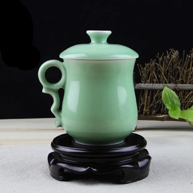 Longquan Teacup Glaze Celadon Coffee Tea Mug Office Elegant Ceramic Tea Cups with Lid Chinese Teaset Drop Shipping
Longquan Teacup Glaze Celadon Coffee Tea Mug Office Elegant Ceramic Tea Cups with Lid Chinese Teaset Drop Shipping