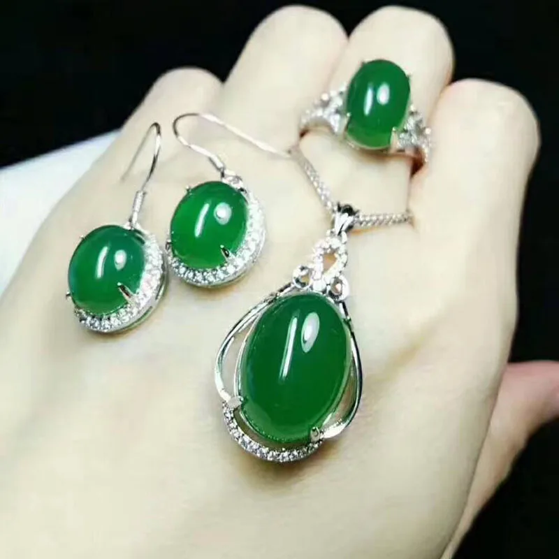Fine Jewelry 925 Mosaic Natural Chalcedony Pendant Ring And Earring Three-Piece Suit Distribution Chain
Fine Jewelry 925 Mosaic Natural Chalcedony Pendant Ring And Earring Three-Piece Suit Distribution Chain