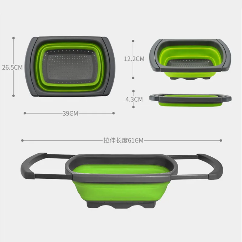 Foldable Silicone colander fruit vegetable washing basket Strainer adjustable drain with handle kitchen tool
Foldable Silicone colander fruit vegetable washing basket Strainer adjustable drain with handle kitchen tool