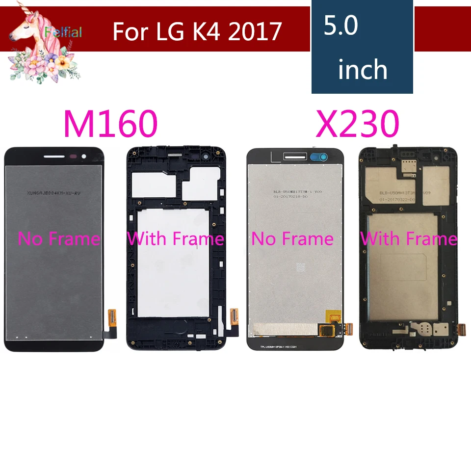 For LG K4 2017 LCD M160 M150 lcd complete K4 2017 X230 X230DSF original LCD Display Touch Screen Digitizer Assembly with Frame
For LG K4 2017 LCD M160 M150 lcd complete K4 2017 X230 X230DSF original LCD Display Touch Screen Digitizer Assembly with Frame