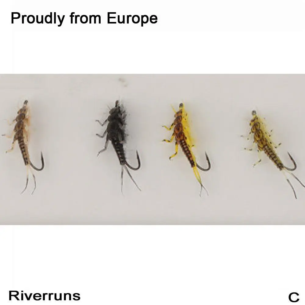 Риверкрас реалистичные мухи Stonefly Nymph ассортимент 4 цвета с летучей коробкой|nymph