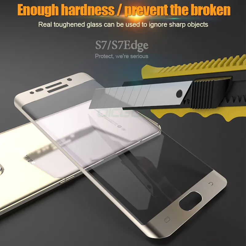 OICGOO 0 3 мм 9H изогнутое полное покрытие закаленное стекло для samsung Galaxy S7 S6 Edge Защита