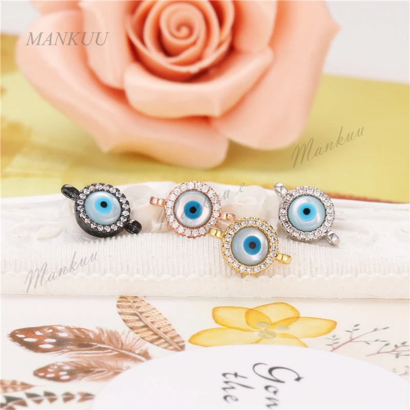 Trend Turkish Evil Eye Zircon Golds Plate Pendant CZ Micro Pave Connector Necklace Bracelet Making DIY Jewelry Finding Xmas Gift | Украшения